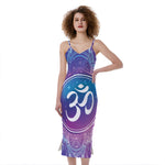 Spiritual Om Mandala Print Slim Fit Midi Cami Dress