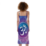 Spiritual Om Mandala Print Slim Fit Midi Cami Dress
