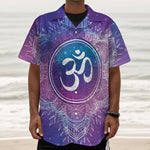 Spiritual Om Mandala Print Textured Short Sleeve Shirt