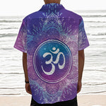 Spiritual Om Mandala Print Textured Short Sleeve Shirt