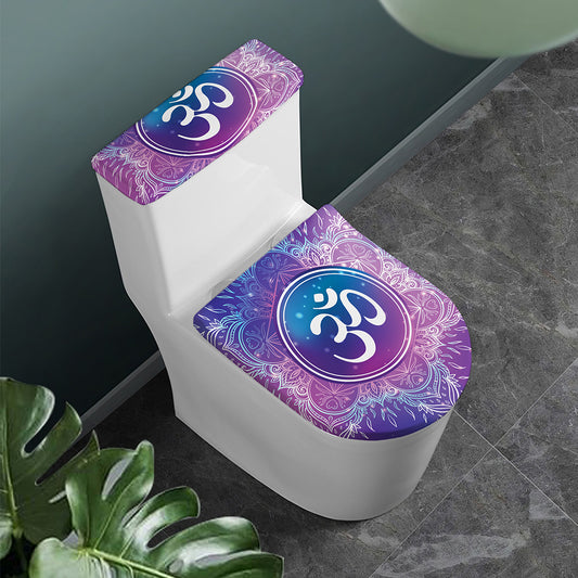 Spiritual Om Mandala Print Toilet Lid And Tank Cover Set
