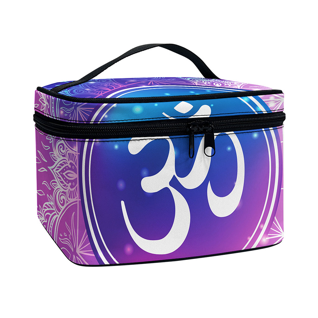 Spiritual Om Mandala Print Travel Makeup Bag
