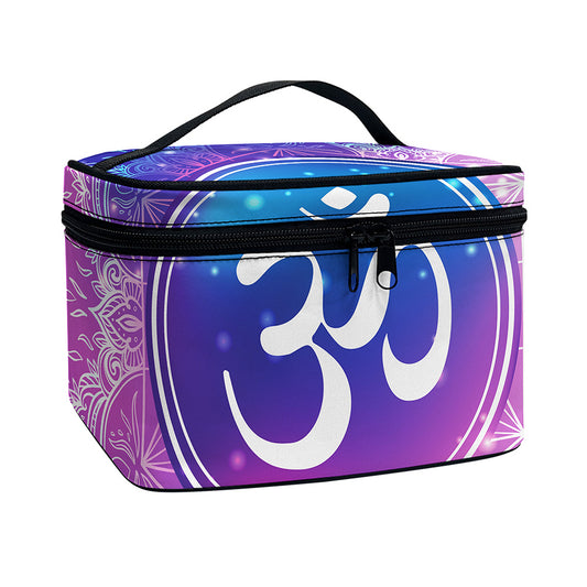 Spiritual Om Mandala Print Travel Makeup Bag