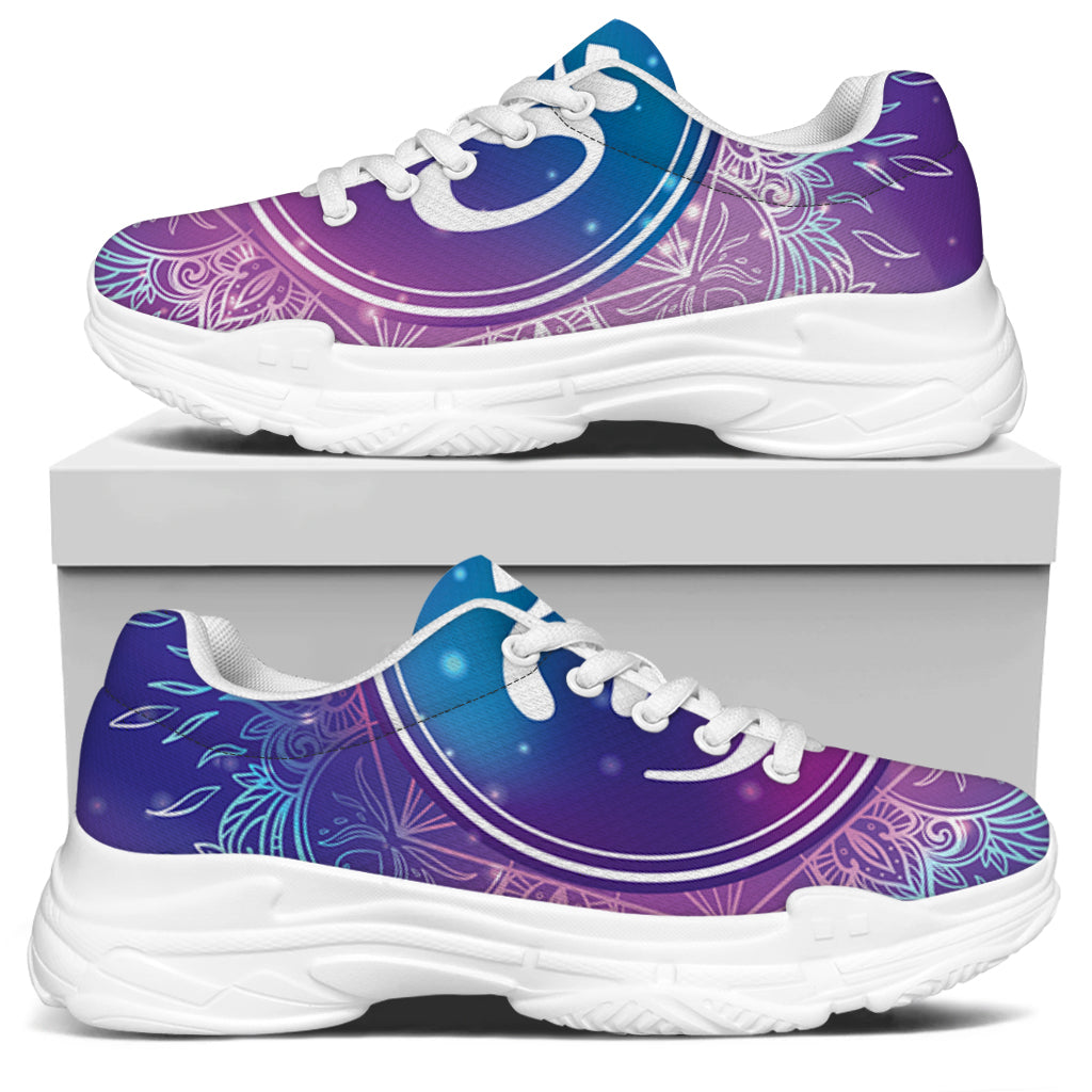 Spiritual Om Mandala Print White Chunky Shoes