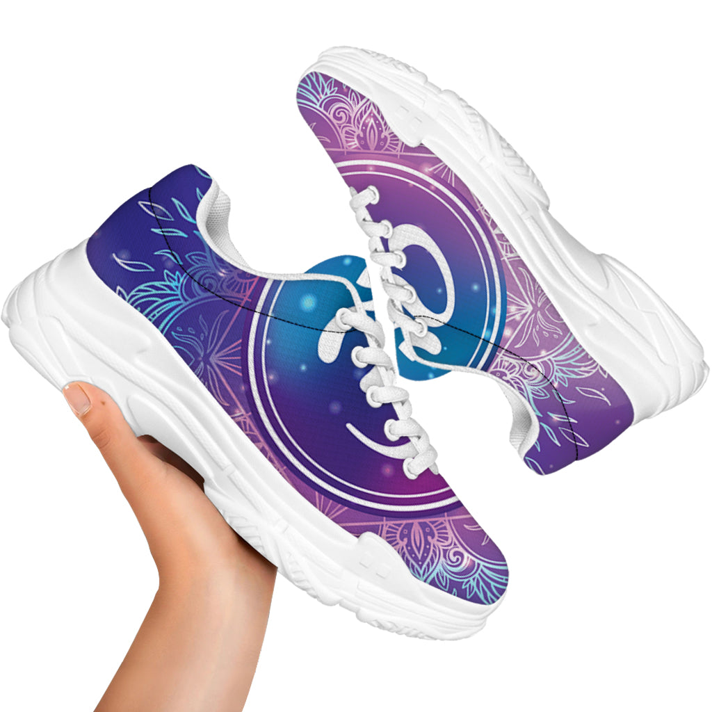 Spiritual Om Mandala Print White Chunky Shoes