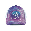 Spiritual Om Mandala Print White Mesh Trucker Hat
