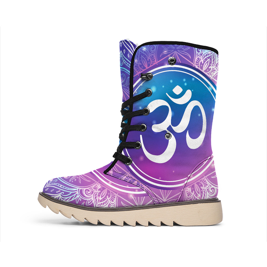 Spiritual Om Mandala Print Winter Boots