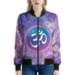 Spiritual Om Mandala Print Women's Bomber Jacket