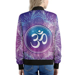 Spiritual Om Mandala Print Women's Bomber Jacket