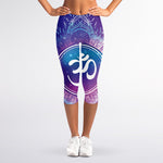 Spiritual Om Mandala Print Women's Capri Leggings