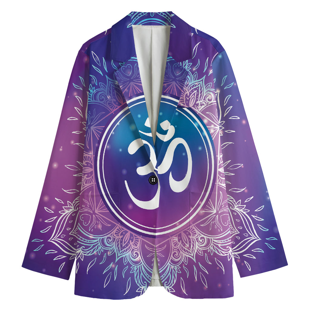 Spiritual Om Mandala Print Women's Cotton Blazer