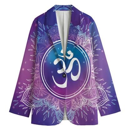 Spiritual Om Mandala Print Women's Cotton Blazer
