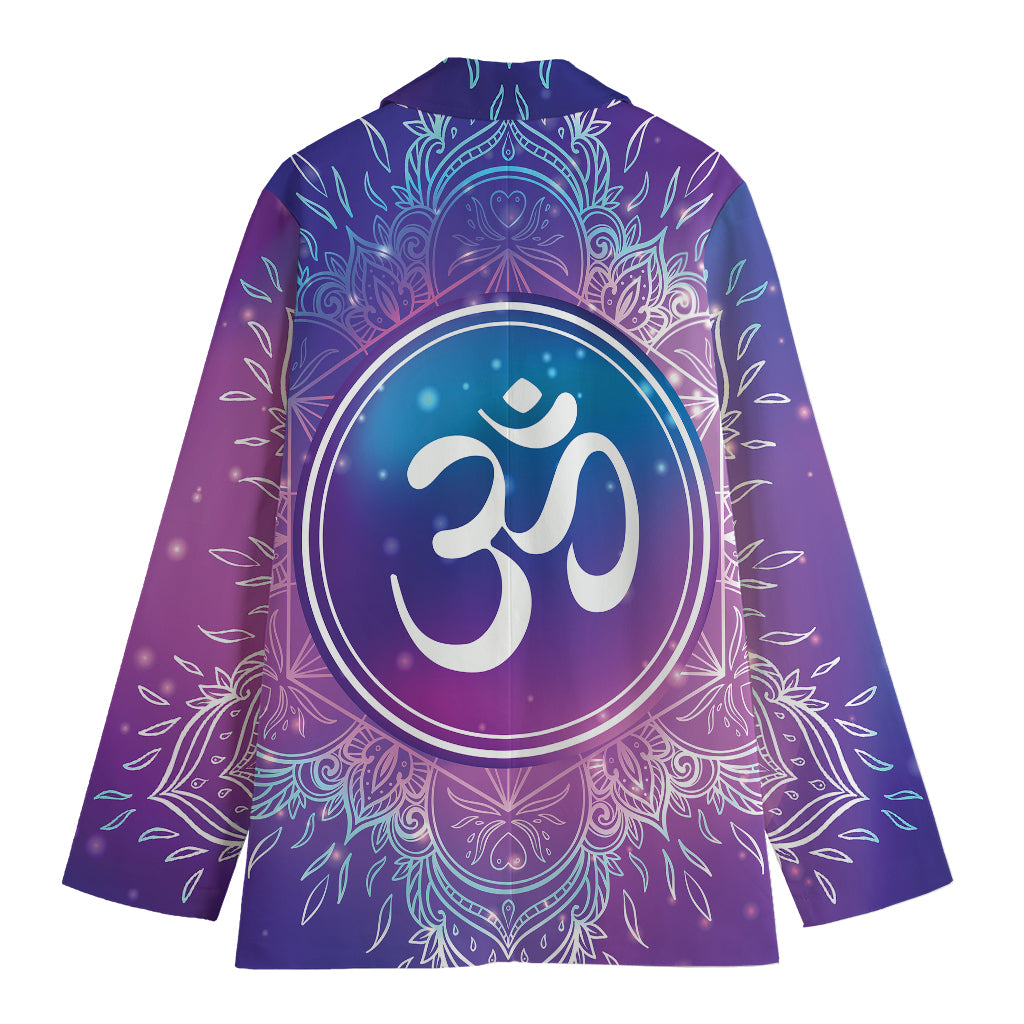 Spiritual Om Mandala Print Women's Cotton Blazer