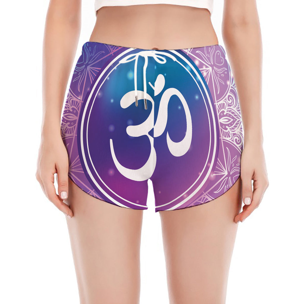 Spiritual Om Mandala Print Women's Split Running Shorts