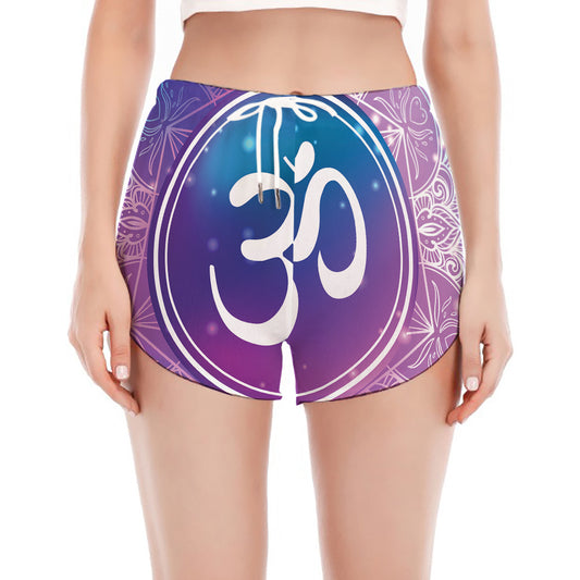 Spiritual Om Mandala Print Women's Split Running Shorts