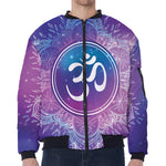 Spiritual Om Mandala Print Zip Sleeve Bomber Jacket
