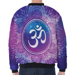 Spiritual Om Mandala Print Zip Sleeve Bomber Jacket