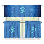 Spiritual Om Sign Print 3 Piece Kitchen Curtains