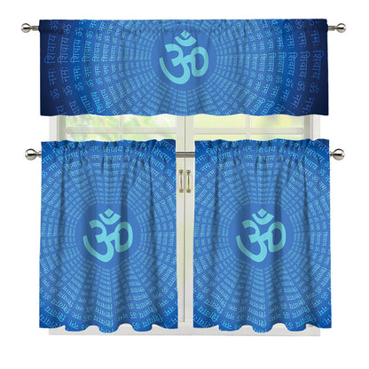 Spiritual Om Sign Print 3 Piece Kitchen Curtains