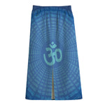 Spiritual Om Sign Print Cotton Front Slit Maxi Skirt