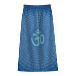 Spiritual Om Sign Print Cotton Front Slit Maxi Skirt