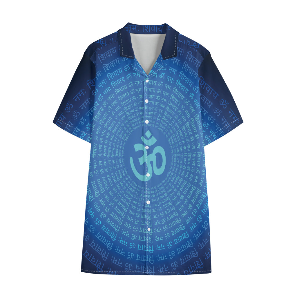 Spiritual Om Sign Print Cotton Hawaiian Shirt