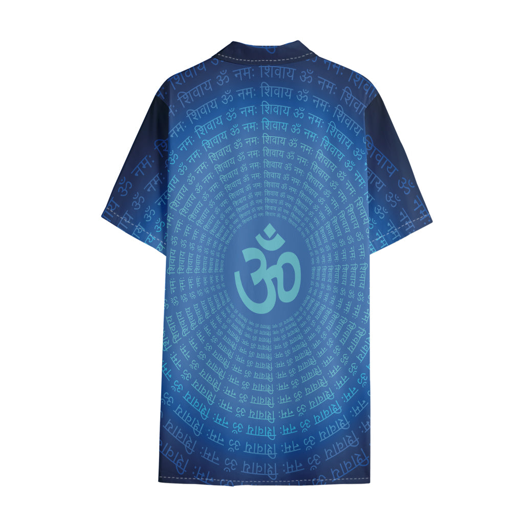 Spiritual Om Sign Print Cotton Hawaiian Shirt