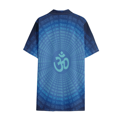 Spiritual Om Sign Print Cotton Hawaiian Shirt
