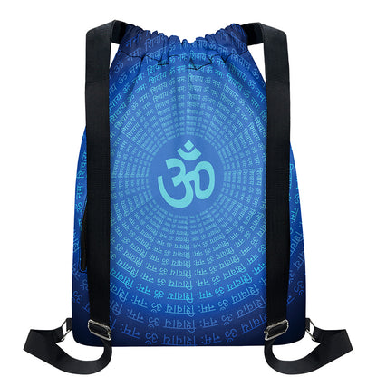 Spiritual Om Sign Print Drawstring Backpack