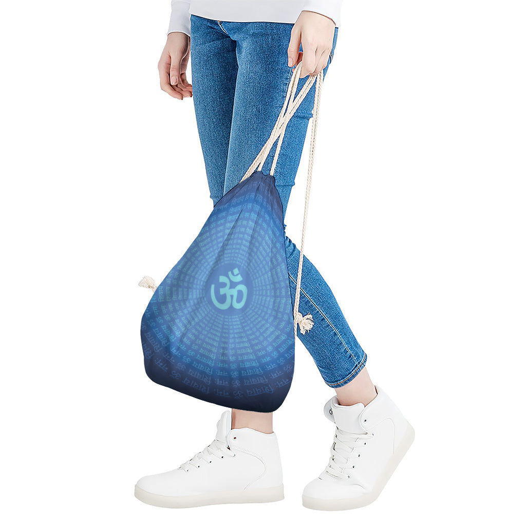 Spiritual Om Sign Print Drawstring Bag
