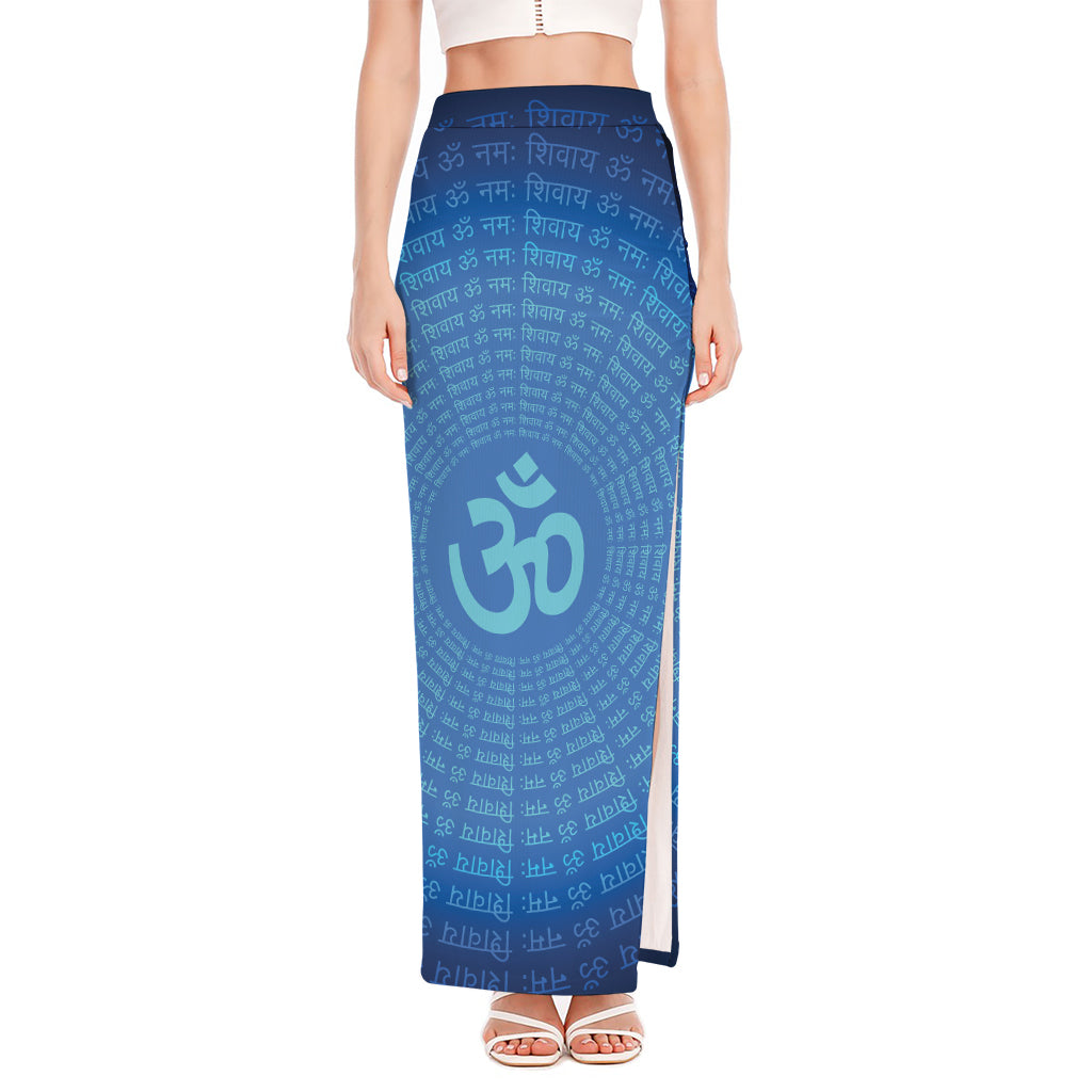 Spiritual Om Sign Print High Slit Maxi Skirt