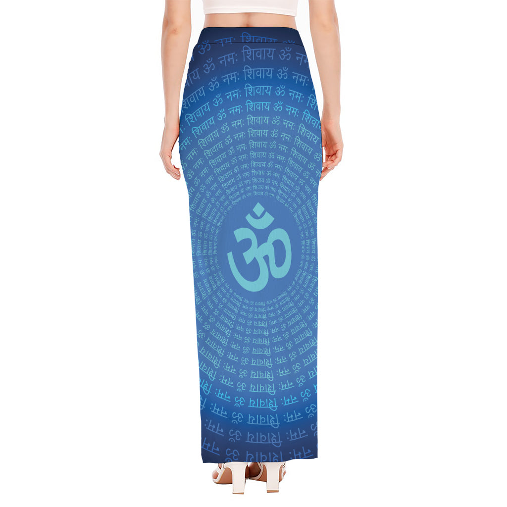 Spiritual Om Sign Print High Slit Maxi Skirt