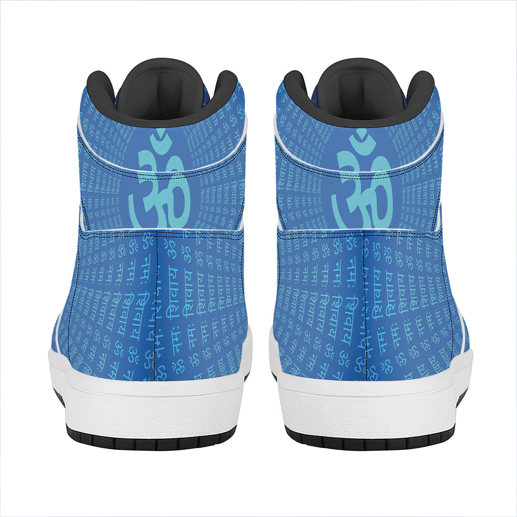 Spiritual Om Sign Print High Top Leather Sneakers