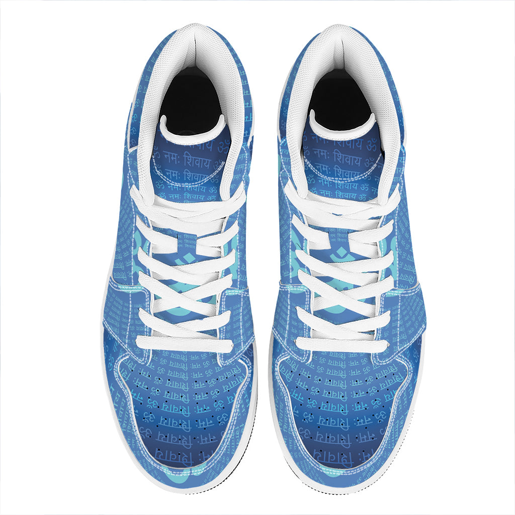 Spiritual Om Sign Print High Top Leather Sneakers