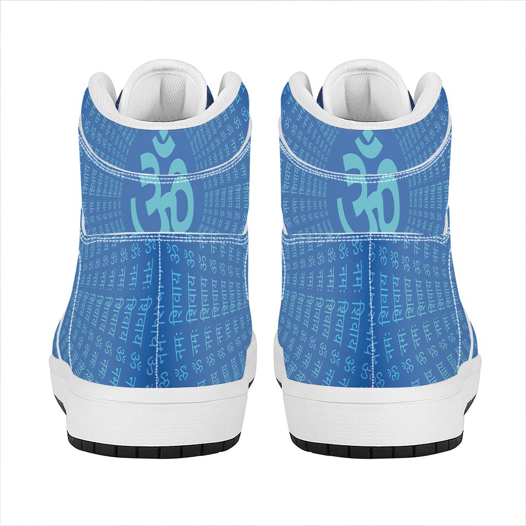 Spiritual Om Sign Print High Top Leather Sneakers