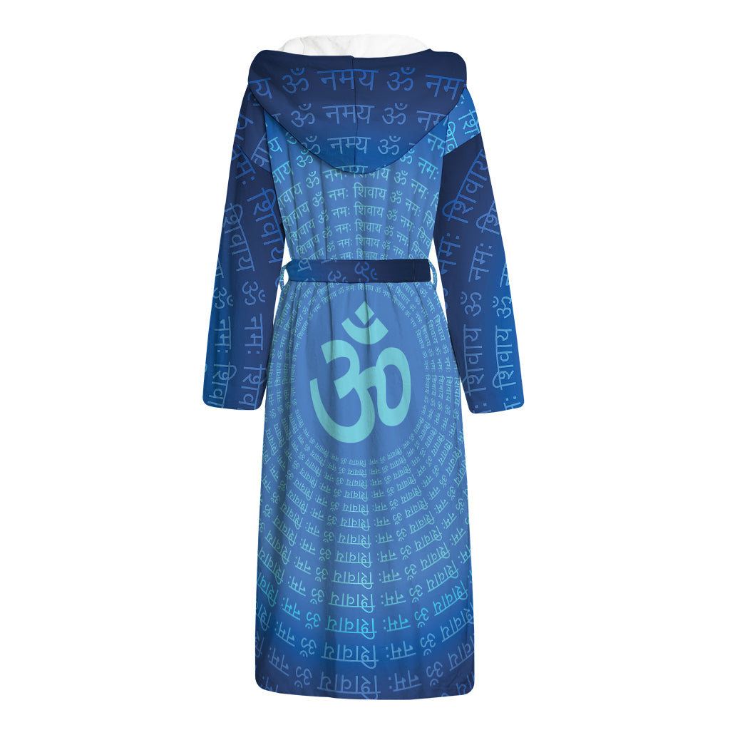 Spiritual Om Sign Print Hooded Bathrobe