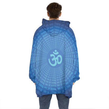 Spiritual Om Sign Print Hoodie Blanket