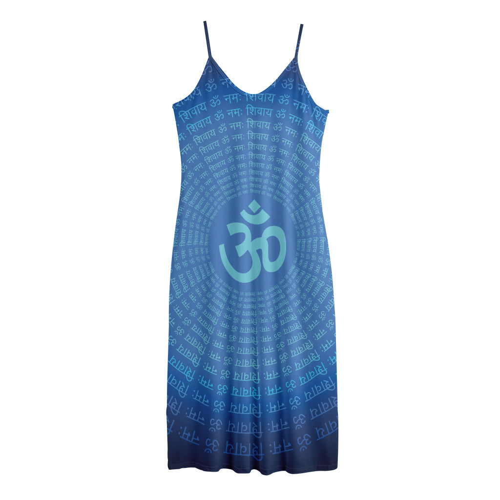 Spiritual Om Sign Print Jersey Midi Cami Dress