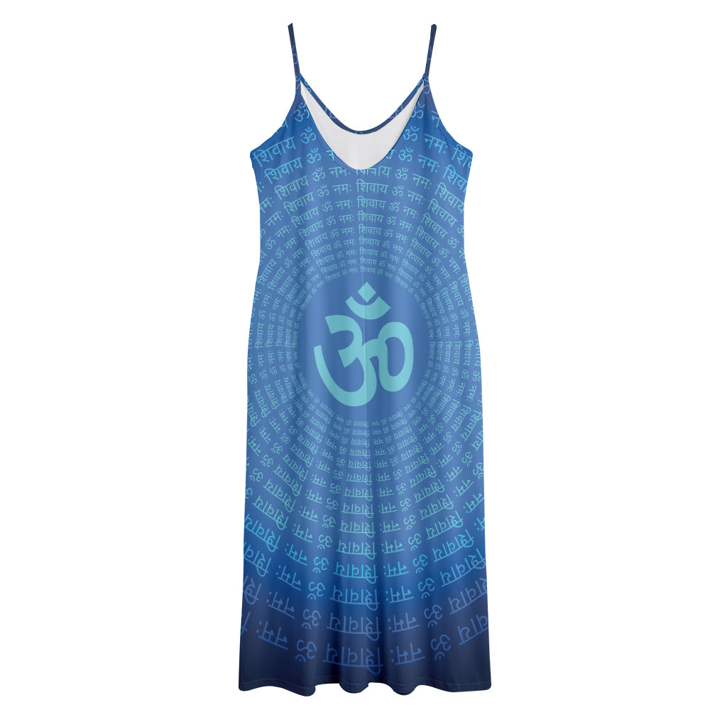 Spiritual Om Sign Print Jersey Midi Cami Dress