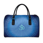 Spiritual Om Sign Print Leather Duffle Bag