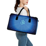 Spiritual Om Sign Print Leather Duffle Bag