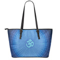 Spiritual Om Sign Print Leather Tote Bag With Zipper