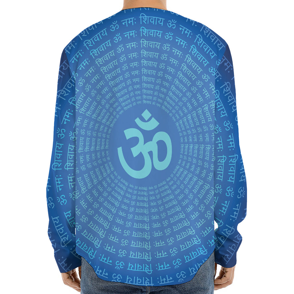 Spiritual Om Sign Print Long Sleeve Baseball Jersey