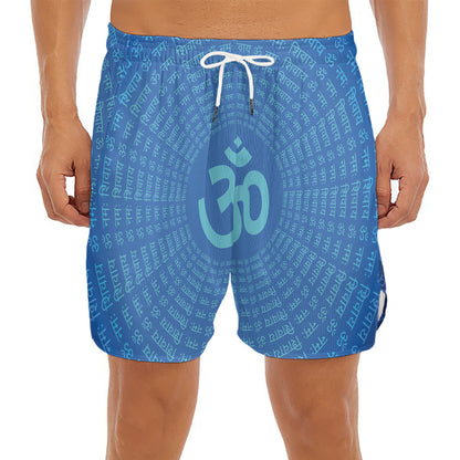 Spiritual Om Sign Print Men's Split Running Shorts