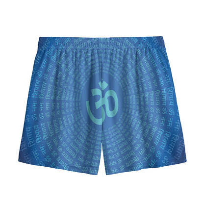 Spiritual Om Sign Print Mesh Shorts