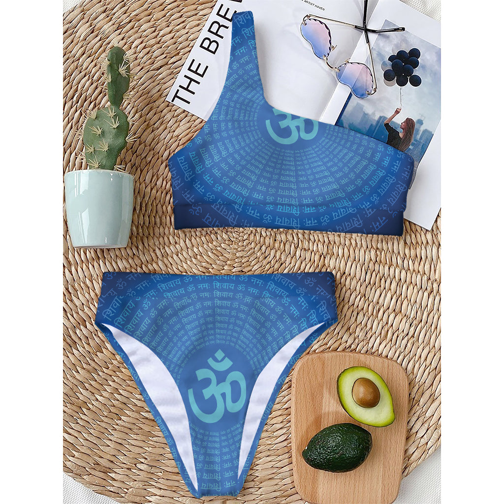 Spiritual Om Sign Print One Shoulder Bikini Top
