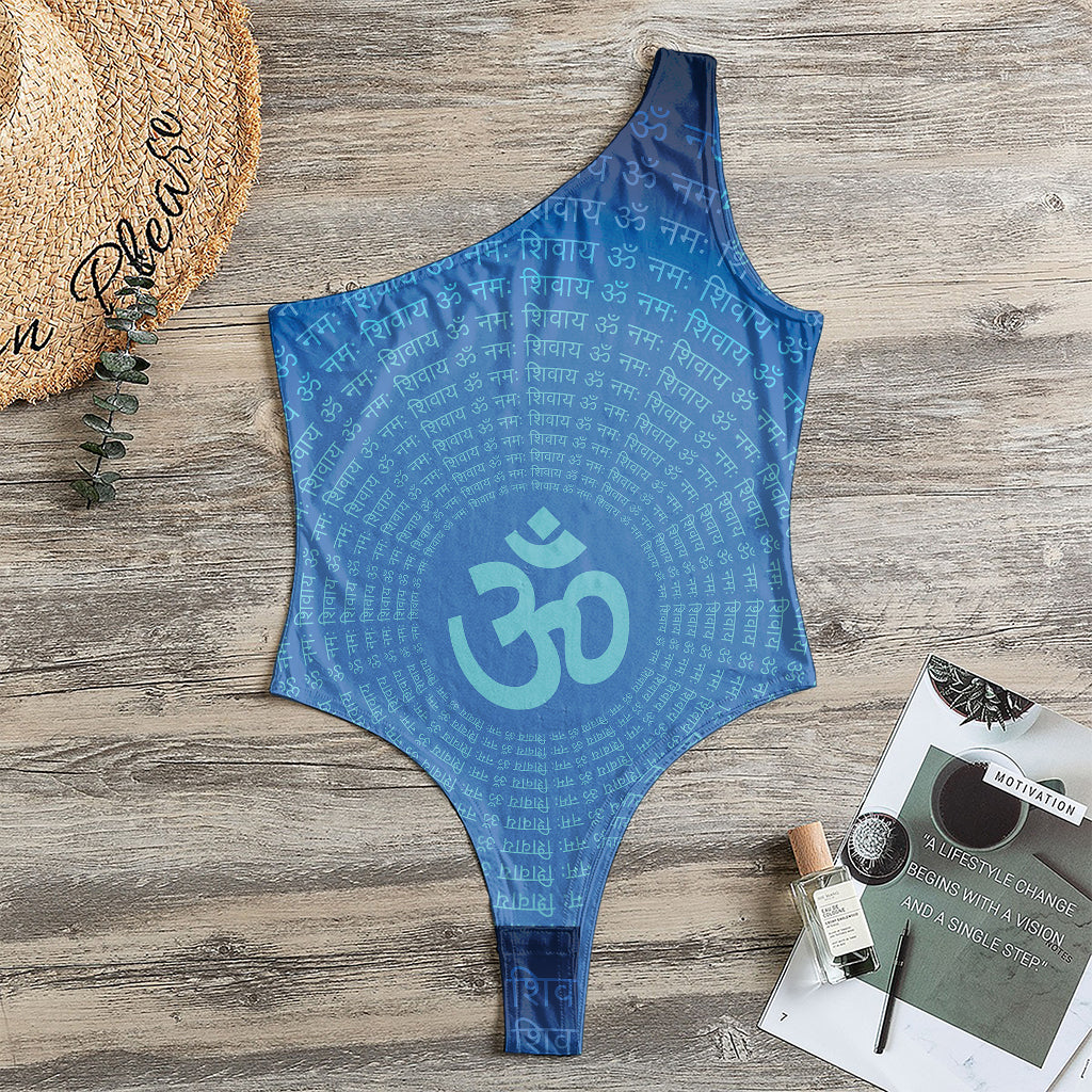Spiritual Om Sign Print One Shoulder Bodysuit
