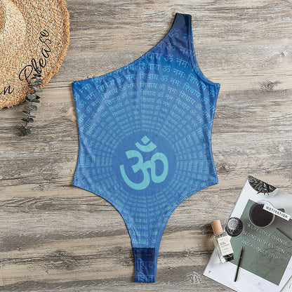 Spiritual Om Sign Print One Shoulder Bodysuit