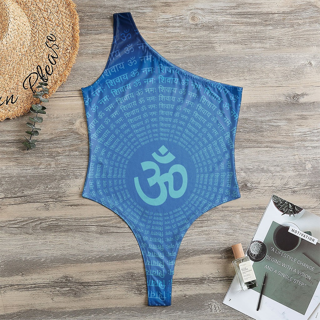 Spiritual Om Sign Print One Shoulder Bodysuit
