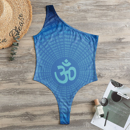 Spiritual Om Sign Print One Shoulder Bodysuit